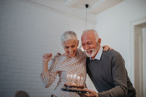 Older couple celebrating birthday